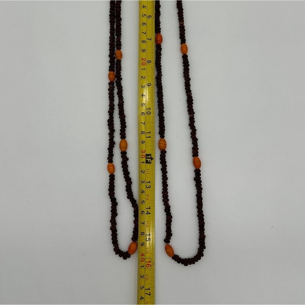 Seed Necklaces Beaded Handmade Natural Orange Brown Botanical Folk Art Set of 2 - Picture 8 of 8